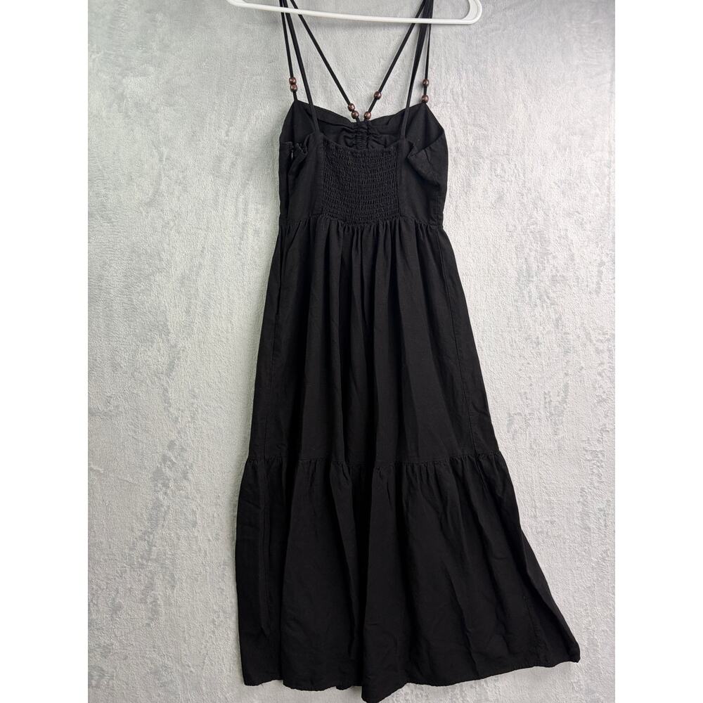 Jason Wu Black Linen Blend Strappy Boho Midi Dress - Size S - Picture 10 of 10